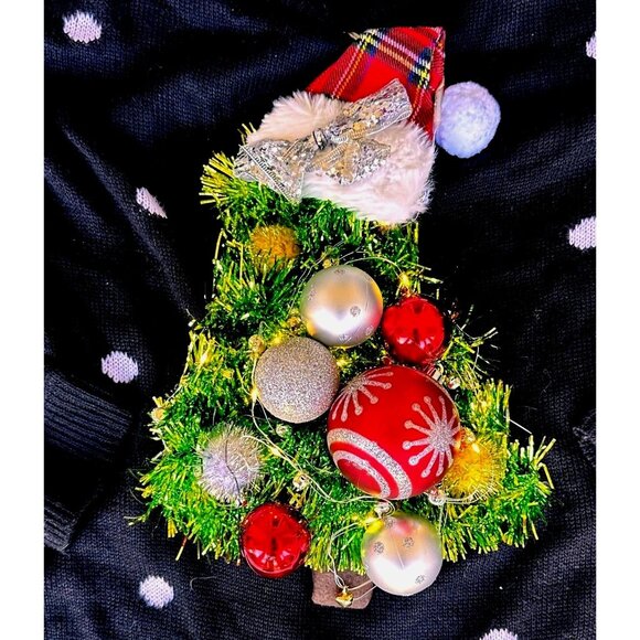 VTG No Boundaries Ugly Christmas Sweater Juniors Large Upcycled Batterie… - Picture 6 of 14